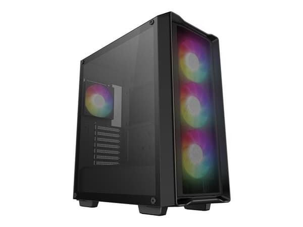 DeepCool CC560 MESH V2 - Mid tower - ATX - genomskinlig sidopanel (härdat glas) - ingen strömförsörjning (ATX / PS/2) - svart - USB/ljud