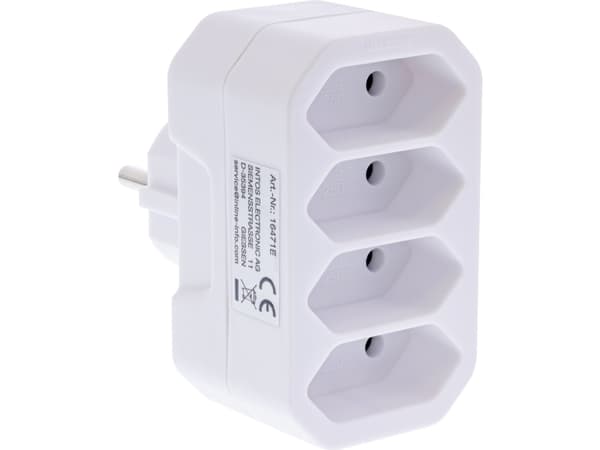 InLine 16471E, Type F, Type C (Europlug), Rett, Rett, Hvit, 55 g