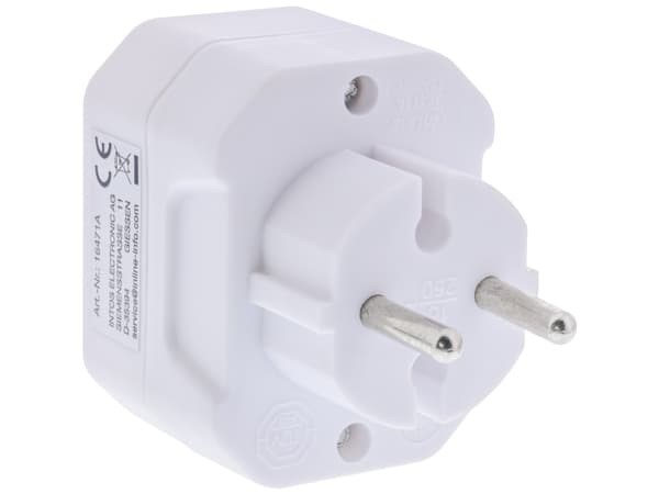 InLine 16471A, Type F, Type C (Europlug), Rett, Rett, Hvit, 44 g