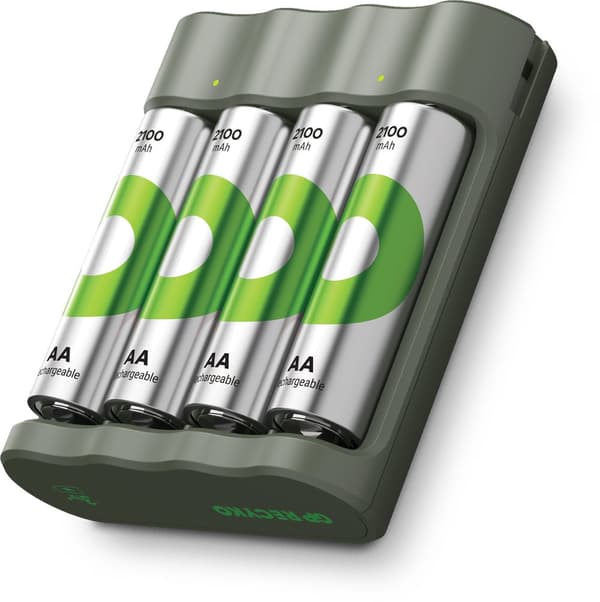 GP - ReCyko Everyday Battery Charger, B441 (USB), incl. 4 x AA 2100 mAh Batteries Grön
