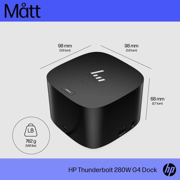 HP Thunderbolt-docka 280 W G4 med kombikabel