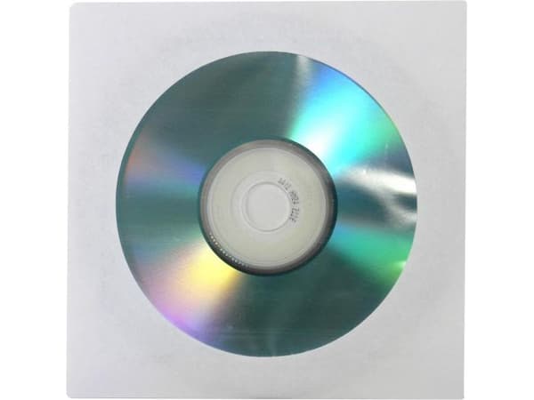 Logokonvolutt for 1 CD, papir, hvit, med vindu, 100-pakning
