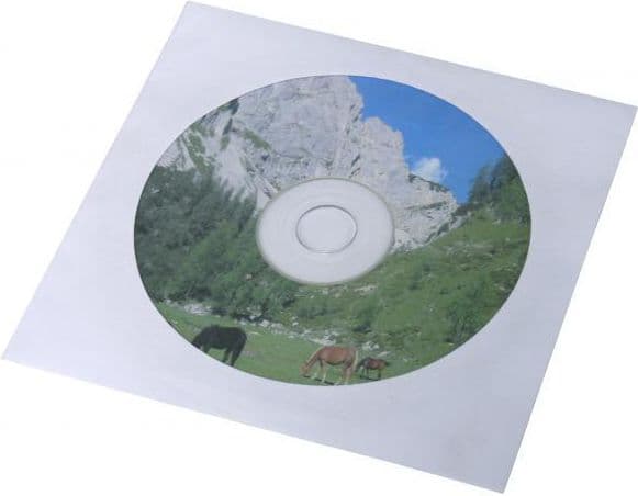 Logokonvolutt for 1 CD, papir, hvit, med vindu, 100-pakning