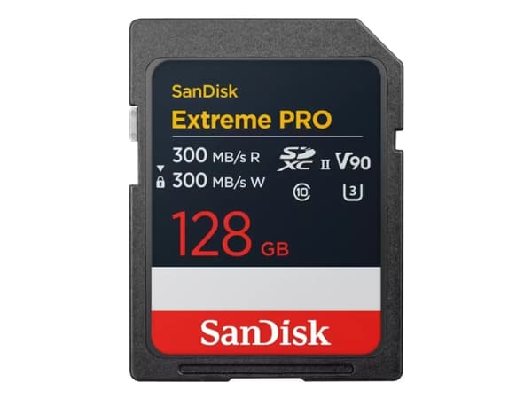 SanDisk Extreme Pro - Flashminnekort - 128 GB - Video Class V90 / UHS-II U3 / Class10 - SDXC UHS-II