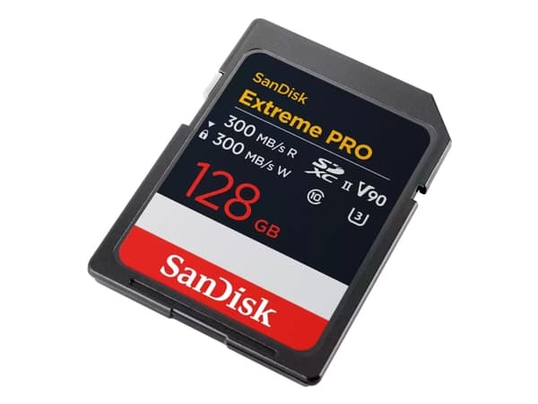 SanDisk Extreme Pro - Flashminnekort - 128 GB - Video Class V90 / UHS-II U3 / Class10 - SDXC UHS-II