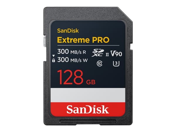 SanDisk Extreme Pro - Flashminnekort - 128 GB - Video Class V90 / UHS-II U3 / Class10 - SDXC UHS-II