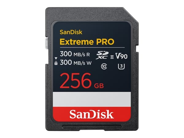 SanDisk Extreme Pro - Flash-minneskort - 256 GB - Video Class V90 / UHS-II U3 / Class10 - SDXC UHS-II