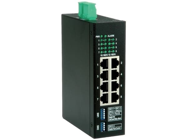 ROLINE Gigabit Ethernet Industrial Switch, obemannad, Gigabit Ethernet (10/100/1000), full duplex, monterad på stativ