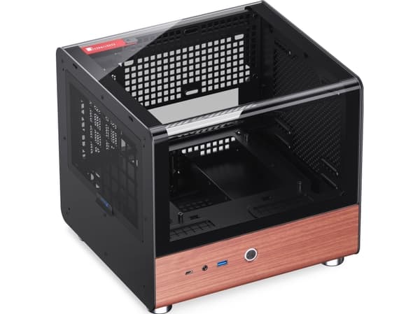 Jonsbo TK-0 PC Gehäuse Mini-Tower Mini-ITX Tempered Glass Holz - schwarz (TK-0 BLACK)