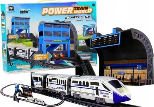 LeanToys Batteridrevet Tog 244 cm + Stasjonsvogn LEAN Leker