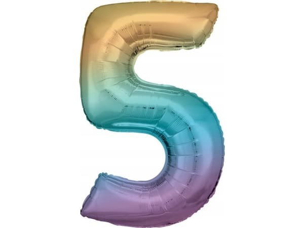 AMSCAN Folieballong stort nummer 5 Rainbow Pastell 57x86cm N34 pakket 9909703