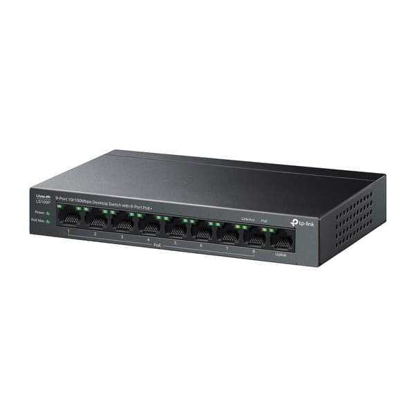 TP-Link LiteWave LS109P nätverksswitchar Ohanterad Fast Ethernet (10/100) Strömförsörjning via Ethernet (PoE) stöd Svart