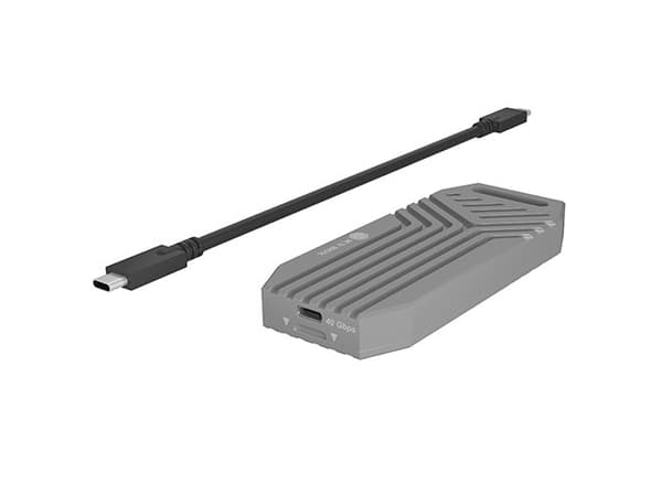 ICY BOX eksternt deksel M.2 PCIe SSD aluminiumsdeksel USB4 NVMe Type-C M-Key - etui (IB-1919M-C42) Sølv