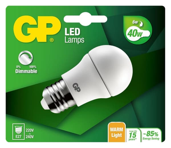 GP - LED Lamp Mini Globe, E27, DIM, 6W (40W), 470lm,