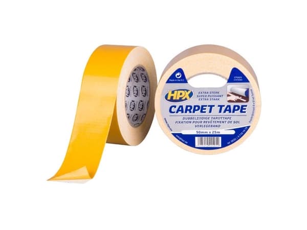 dobbeltklæbende tape til tæpper, hvid, 50mm x 25m