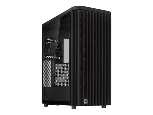 ASUS ProArt PA401 - Wood Edition - mid tower - ATX - genomskinlig sidopanel (härdat glas) - ingen strömförsörjning - USB/ljud Svart