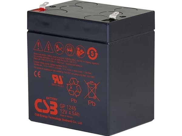 Batteri 12V 4,5Ah F1 (4,8mm) Pb AGM VRLA CSB