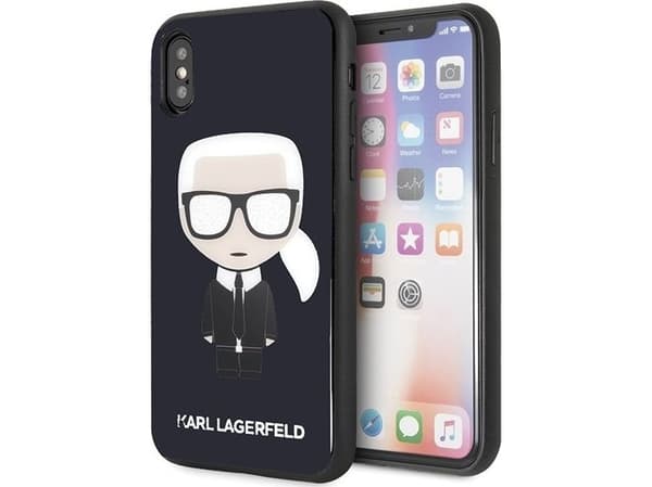 Karl Lagerfeld KLHCPXDLFKBK iPhone X/Xs navy black hard case Iconic Karl Glitter
