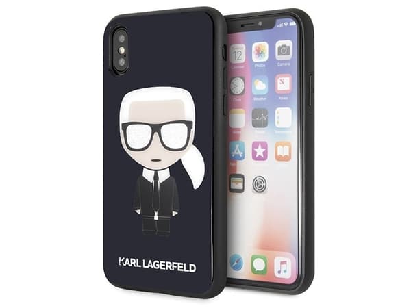 Karl Lagerfeld KLHCPXDLFKBK iPhone X/Xs navy black hard case Iconic Karl Glitter