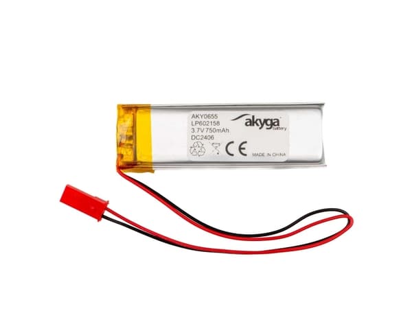 Akyga AKY0655 LP602158 Li-Po 3,7V/750mAh Li-Po batteri PCM JST 2,54 2Pin 150mm kontakt