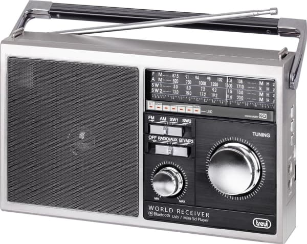 Trevi PORTABLE MULTIBAND RADIO USB MICRO SD AUX-IN WIRELESS MB 749 W, Portable, AM, FM, SW, Black, White, Monochromatic, Rotary, External