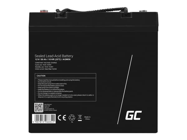 Green Cell AGM - Batteri - blysyre - 50 Ah - svart