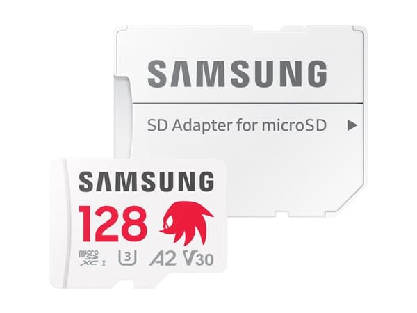 Samsung PRO Plus MB-MD128SA - Sonic the Hedgehog flash-minneskort (microSDXC till SD-adapter inkluderad) - 128 GB - A2 / Video Class V30 / UHS-I U3 -