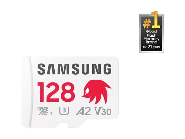 Samsung PRO Plus MB-MD128SA - Sonic the Hedgehog flash-minneskort (microSDXC till SD-adapter inkluderad) - 128 GB - A2 / Video Class V30 / UHS-I U3 -