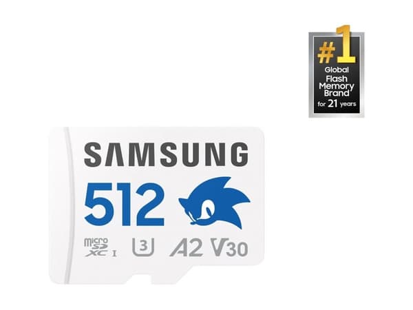 Samsung PRO Plus MB-MD512SA - Sonic the Hedgehog flashminnekort (microSDXC til SD-adapter inkludert) - 512 GB - A2 / Video Class V30 / UHS-I U3 - mic