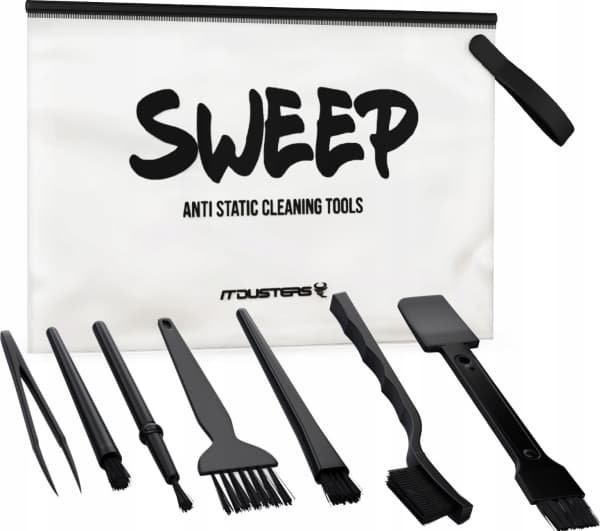 IT Dusters Sweep ESD Cleaning Tools - 6 brushes in different shapes and sizes + 1x tweezer, ESD safe