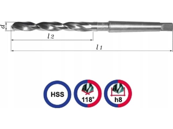 Baildon DIN 345 RN NWKc metallbor 30 mm, HSS (S), 296-175 mm (MK3 skaft)