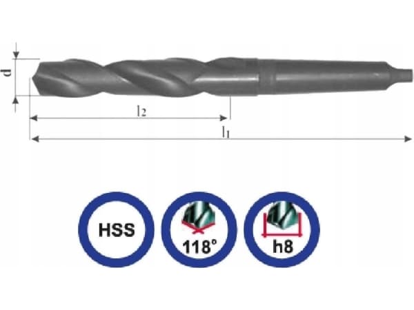 Poranterä 58,0 NWKc DIN 345 RN-leikkuri 422-235 HSS-hihnavarsi MK5
