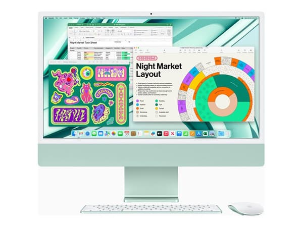 Apple iMac 4.5K Retina-näytöllä - All-in-one M3 asti - RAM 8 GB - SSD 256 GB - M3 10-core GPU - Gigabit Ethernet, IEEE 802.11ax (Wi-Fi 6E), Bluetooth