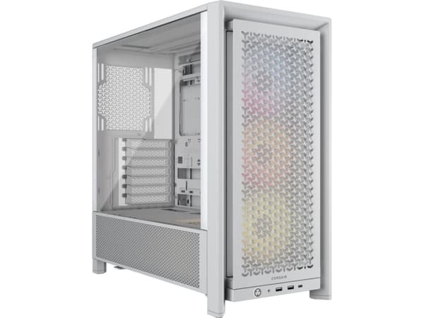 CORSAIR FRAME 4000D RS ARGB - Midi-torn spel - utökad ATX - genomskinlig sidopanel (härdat glas) - ingen strömförsörjning (ATX) - vit - USB/ljud