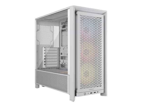 CORSAIR FRAME 4000D RS ARGB - Midi-torn spel - utökad ATX - genomskinlig sidopanel (härdat glas) - ingen strömförsörjning (ATX) - vit - USB/ljud Vit