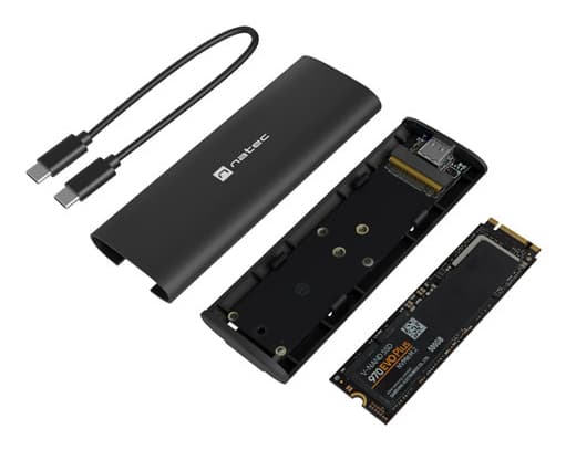 NATEC NKZ-2286, SSD-inkapsling, M.2, M.2, 10 Gbit/s, USB-anslutning, Svart