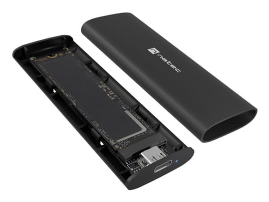 NATEC NKZ-2286, SSD-inkapsling, M.2, M.2, 10 Gbit/s, USB-anslutning, Svart