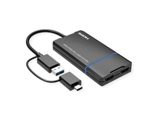 VALUE Display Adapter USB Typ A C - Dual HDMI 4K30+ 1080P ST/BU - Adapter - Digital/Daten (12.99.3206)