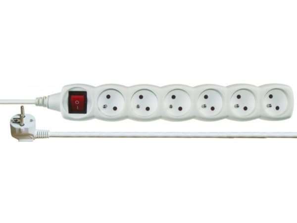 Emos 1902160500, Vekslet, Hvit, 6 AC-utganger, 5 m, 250 V, 10 A Hvit
