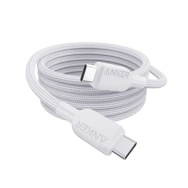 Anker - USB-C to USB-C Cable (6 ft, 240W, Braided)  White