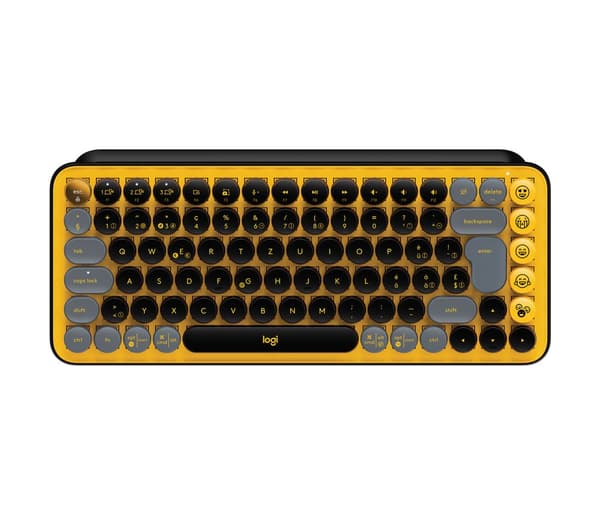 Logitech POP Keys Wireless Mechanical Keyboard With Emoji Keys tangentbord Universal Trådlös RF + Bluetooth QWERTZ schweizisk Svart, Grå, Gul Svart, Grå, Gul