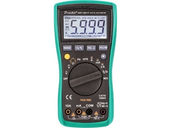 Digitaalinen yleismittari, TRMS, NCV, 1000/750 V AC/DC, 10A, CAT III, 60MOm, 999.9uF, 20MHz, kehittyneillä testitoiminnoilla, Pro'sKit -paketti