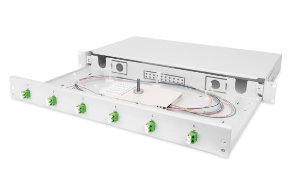 Digitus DN-96330/9APC, Administrasjonspanel, Lysegrå, Polymer, Stål, 1U, 6 x LC DX, 483 mm