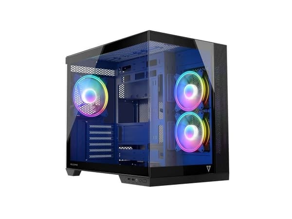 Modecom Volcano Panorama Apex ARGB 3F juoda, Midi Tower, PC, Grå, ATX, micro ATX, Micro-ITX