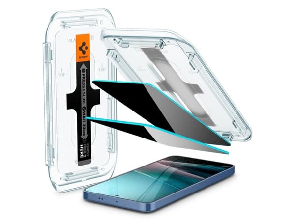 Spigen GLAS.tR EZ Fit HD Privacy, Samsung, Galaxy S25 (2025), Galaxy S24 (2024), Dammresistent, Reptålig, Svart, 2 styck