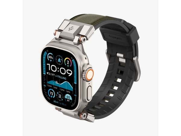 Spigen DuraPro Armor, Band, Smartwatch, Grön, Apple, Apple Watch Ultra (49/46/45/44/42 mm), Nylon, Termoplastisk polyuretan (TPU)