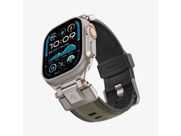 Spigen DuraPro Armor, Band, Smartwatch, Grön, Apple, Apple Watch Ultra (49/46/45/44/42 mm), Nylon, Termoplastisk polyuretan (TPU)
