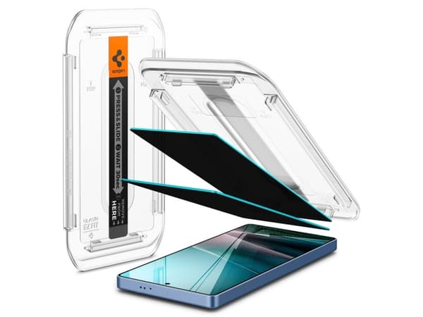 Spigen GLAS.tR EZ Fit HD Privacy, Samsung, Galaxy S25 Ultra (2025), Dammresistent, Reptålig, Svart, 2 styck