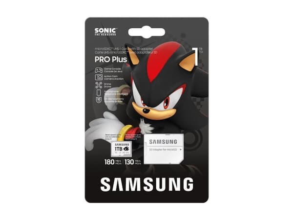 Samsung PRO Plus MB-MD1T0SA - Sonic the Hedgehog flash-minneskort (microSDXC till SD-adapter inkluderad) - 1 TB - A2 / Video Class V30 / UHS-I U3 - m