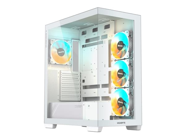 Gigabyte C500 PANORAMIC STEALTH ICE - Mid tower - ATX - genomskinlig sidopanel (härdat glas) - ingen strömförsörjning (ATX) - vit - USB/ljud Vit